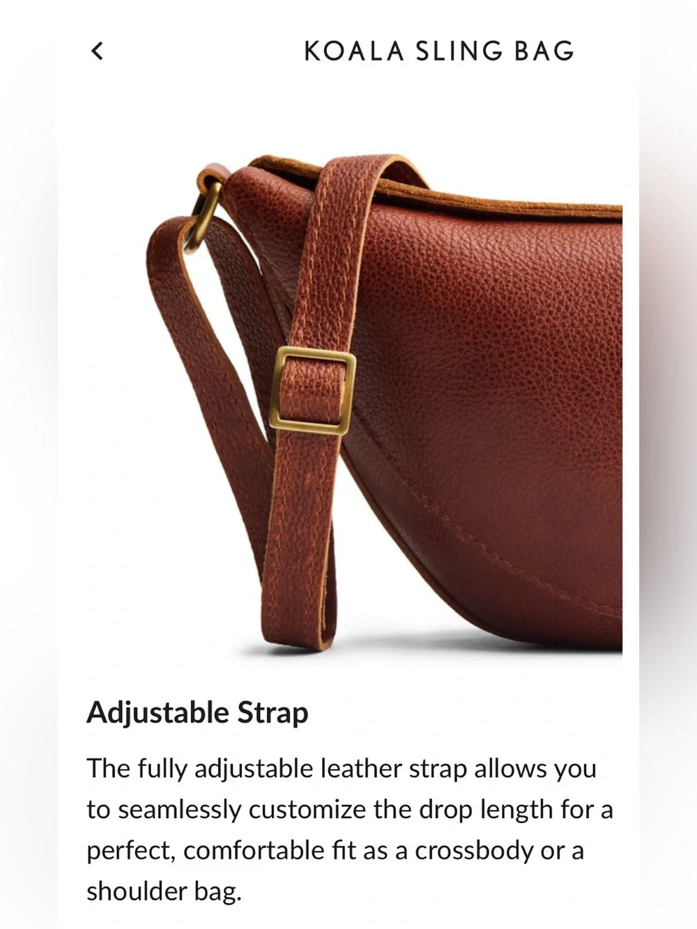 Portland Leather Brand New in Box Large Nutmeg Koala Sling Bag - Picture 10 of 16